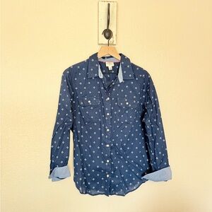 ST. JOHN’S BAY • Blue Patterned Button Down Shirt